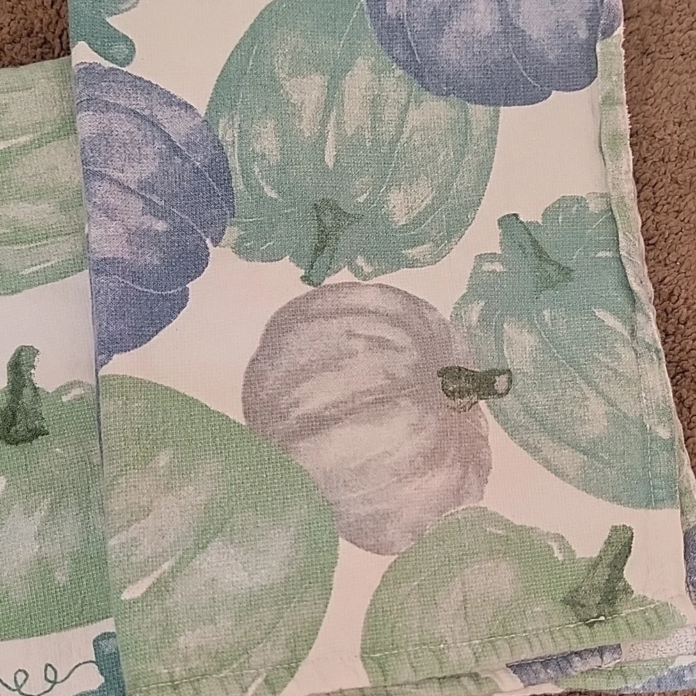 Blue and Green Pumpkin Print Towels